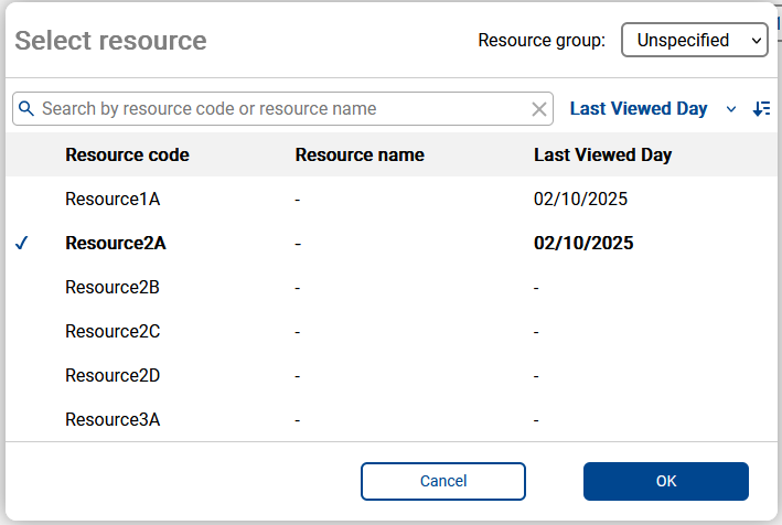 New resource selection method on Dispatching View