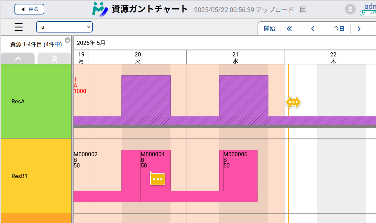 縮小された付箋の表示